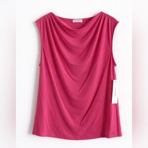 Calvin Klein Pink Draped Cowl Neck Sleeveless Blouse NWT